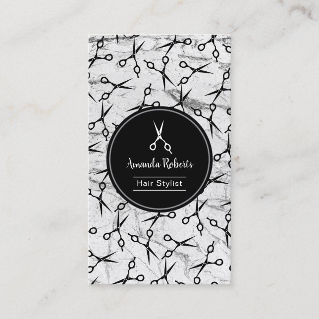 Hair Salon Scissor Pattern Marble Appointment (Front)