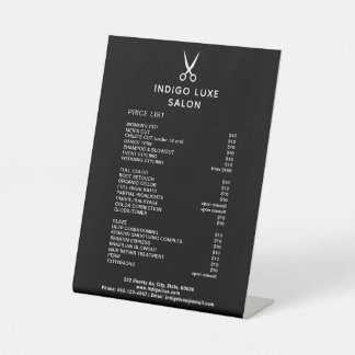 Hair Salon Scissors Black Service Menu Price List Pedestal Sign