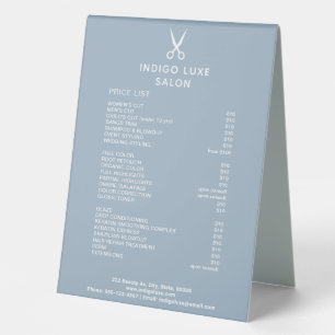 Hair Salon Scissors Dusty Blue Service Price List