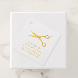 Hair salon scissors logo custom address favour tags