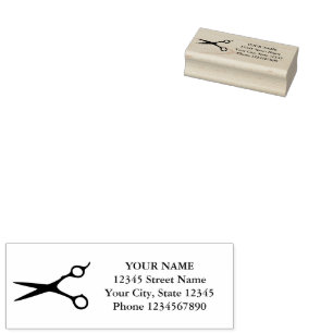 Hair salon scissors logo custom return address rubber stamp