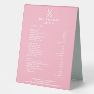 Hair Salon Scissors Pink Service Menu Price List
