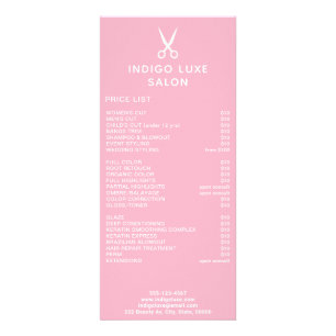 Hair Salon Scissors Pink Service Menu Price List
