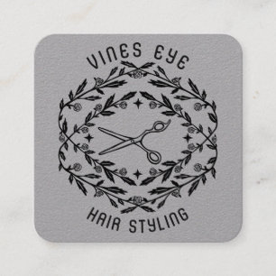 Hair Salon Scissors Roses Vines Magical Boho Luxe Square Business Card