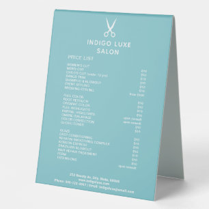 Hair Salon Scissors Teal Service Menu Price List