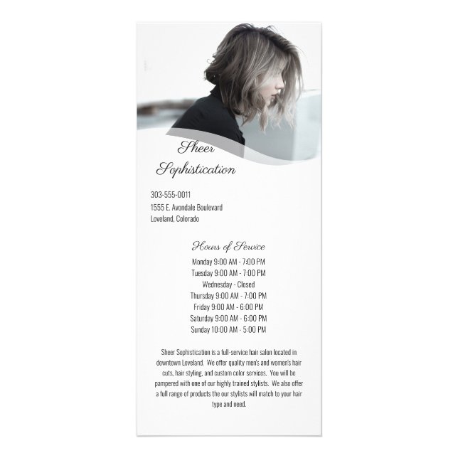 Hair Salon Service Menu Rack Card (Front)