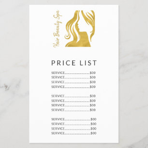 Hair Salon Simple Gold White Price List Services Flyer