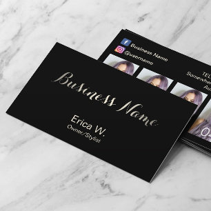 Hair Salon Social Media Custom Beauty Photo Business Card
