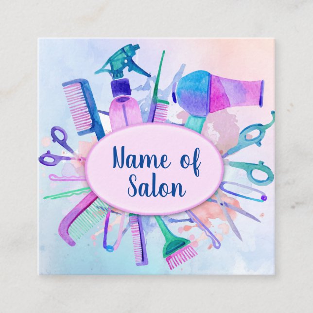 Hair Salon Square Business Card (Front)