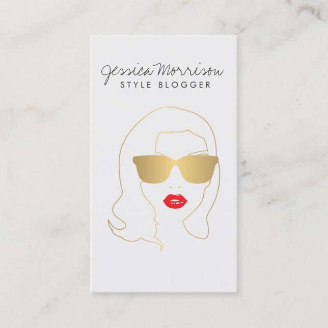 Hair Salon, Style Blogger, Beauty Girl Gold/Grey Business Card (Front)