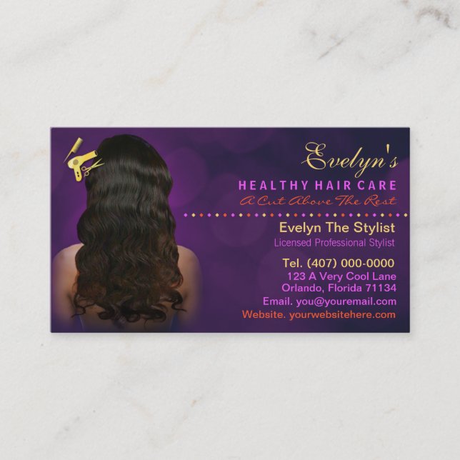 Hair Salon Stylist African American Appointment Card (Front)