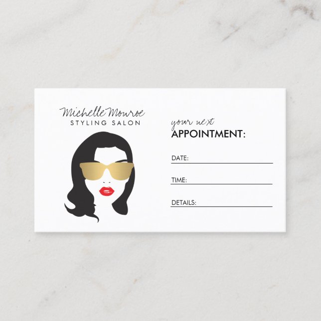 Hair Salon, Stylist, Beauty Girl Appointment Card (Front)
