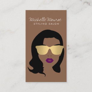 Hair Salon, Stylist, Beauty Girl Brown Business Card