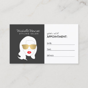 Hair Salon, Stylist, Beauty Girl Dark Grey Appointment Card