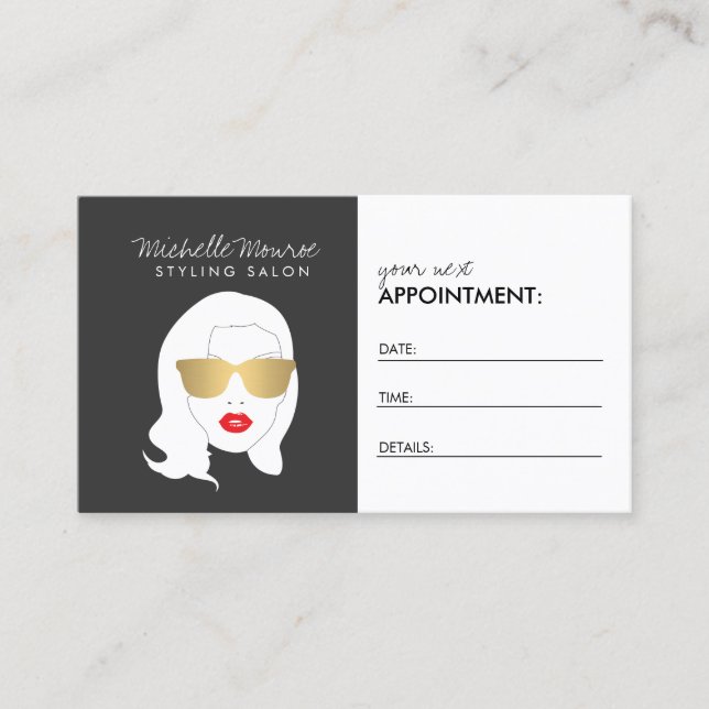 Hair Salon, Stylist, Beauty Girl Dark Grey Appointment Card (Front)