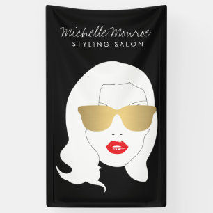 Hair Salon, Stylist, Beauty Girl Dark Grey Banner