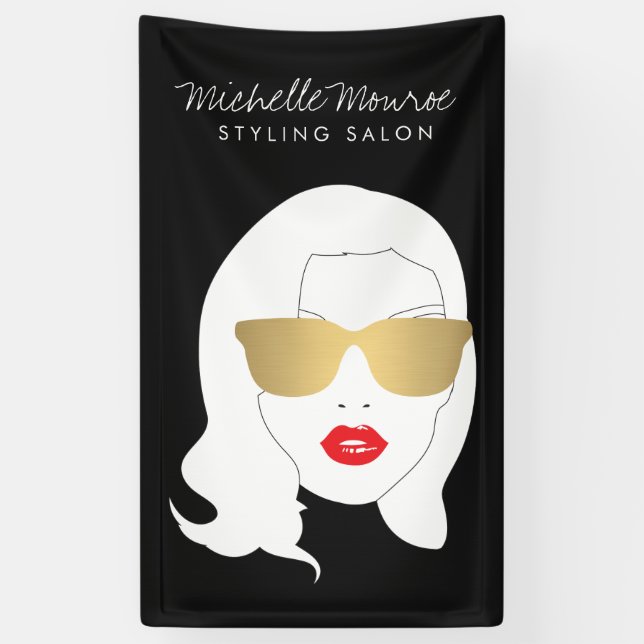 Hair Salon, Stylist, Beauty Girl Dark Grey Banner (Vertical)