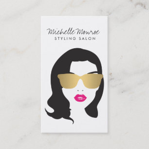 Hair Salon, Stylist, Beauty Girl Pink Lips Business Card