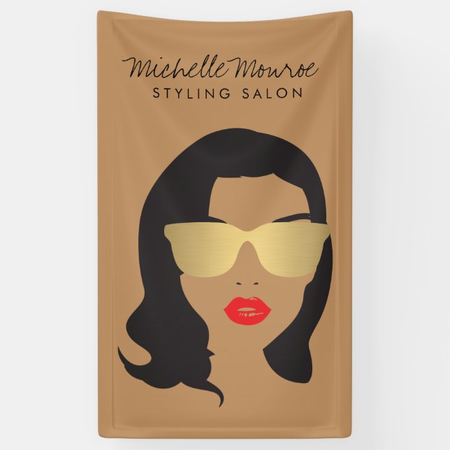 Hair Salon, Stylist, Beauty Girl Tan/Brown Banner (Vertical)