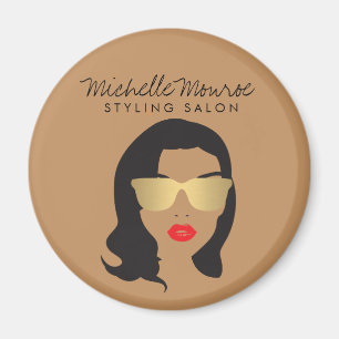 Hair Salon, Stylist, Beauty Girl Tan/Brown Magnet