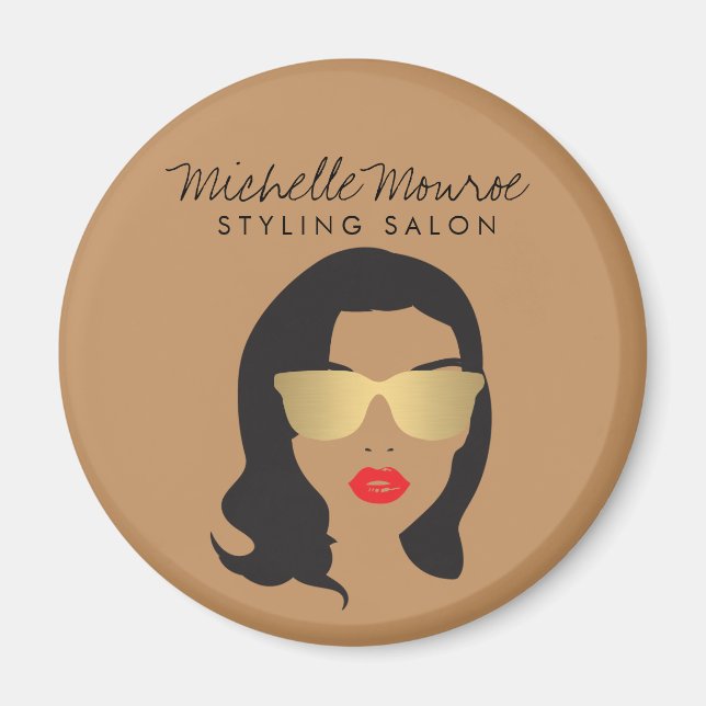 Hair Salon, Stylist, Beauty Girl Tan/Brown Magnet (Front)
