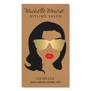 Hair Salon, Stylist, Beauty Girl Tan/Brown Magnetic Business Card