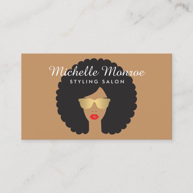 Hair Salon Stylist Beauty Girl with Afro Business Card (Front)