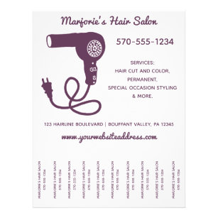 Hair Salon Stylist Flyer, Tear Off Strips Flyer