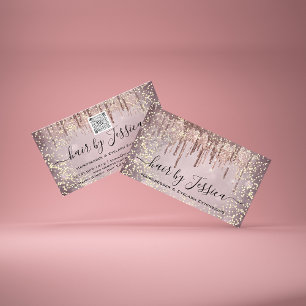 Hair Salon Stylist Hairdresser Rose Drips QR Code  Business Card
