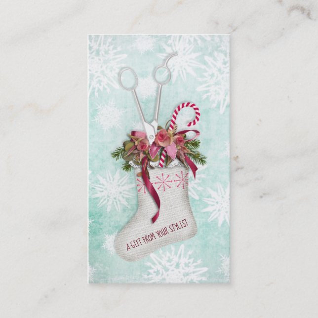 Hair salon stylist holiday coupon gift card xmas (Front)