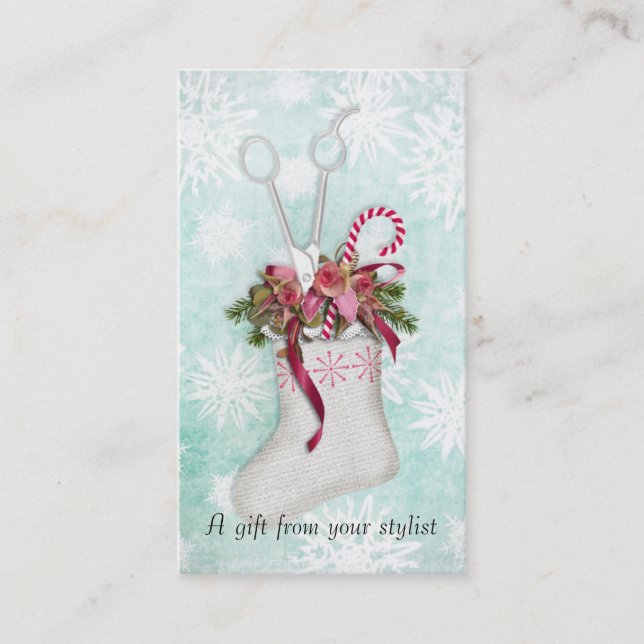 Hair salon stylist holiday coupon gift card xmas (Front)