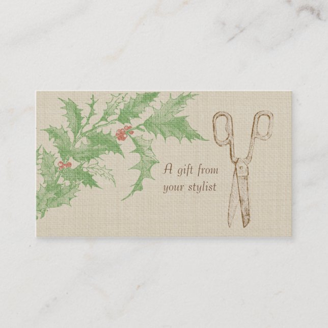 Hair salon stylist holiday coupon gift card xmas (Front)
