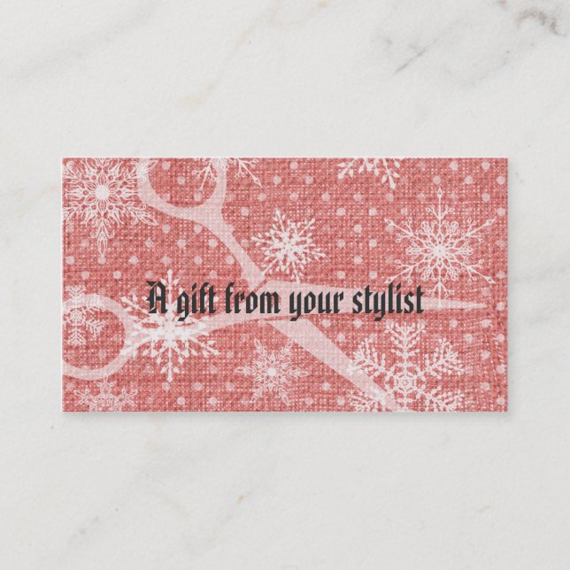 Hair salon stylist holiday coupon gift card xmas (Front)