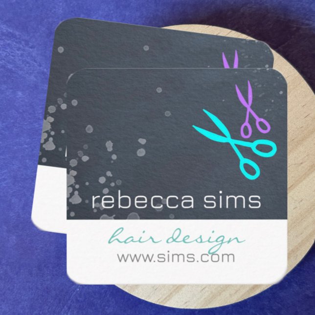 hair salon stylist scissors grey and white modern square business card (Creator Uploaded)