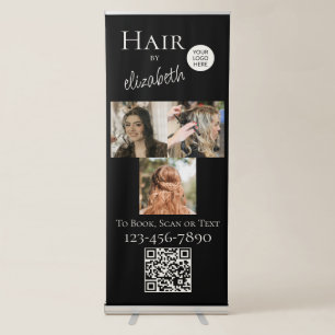  Hair Salon Stylist Script 3 Photos Logo Black Retractable Banner