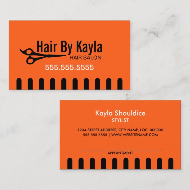 Hair Salon Stylist with Appointment Orange Card (Front/Back)