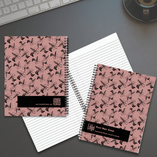 Hair Salon Tools Pattern Black Pink Promotional  Notebook