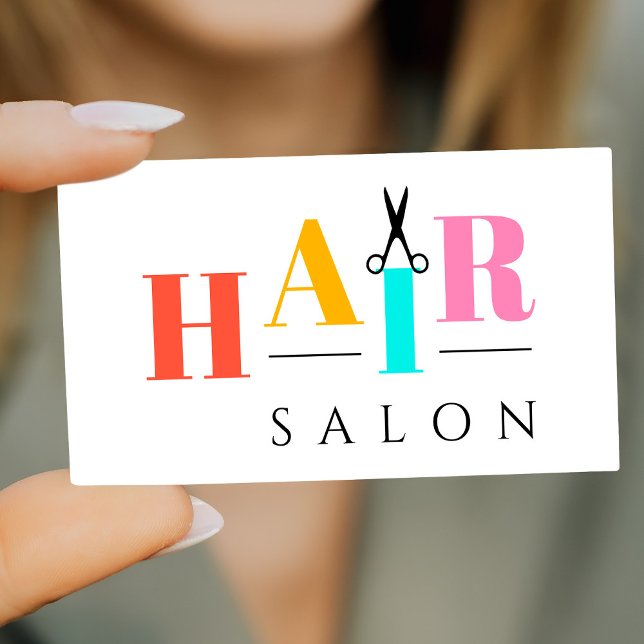 Hair salon trendy typography modern hairdresser business card (Creator Uploaded)