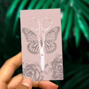 Hair Salon Vintage Scissor Butterfly illustration Business Card