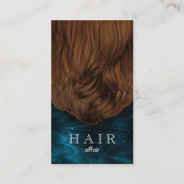 Hair Salon Wavy Teal Blue Black Business Card (Front)