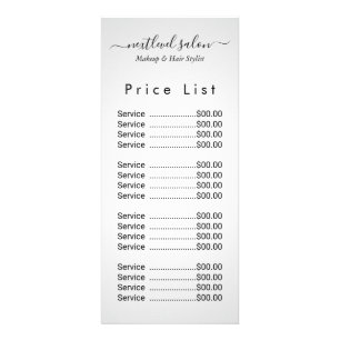 Hair Salon White Elegant price rack card
