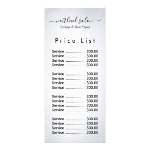 Hair Salon White Elegant price rack card