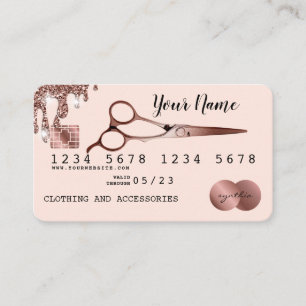 Hair scissors Credit Card Styled Rose Gold