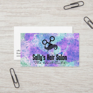 Hair Scissors Logo   Colourful Artistic Business Card