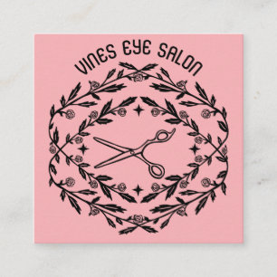 Hair Scissors Roses Vines Magical Boho QR Social Square Business Card
