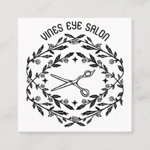 Hair Scissors Roses Vines Magical Boho QR Social  Square Business Card