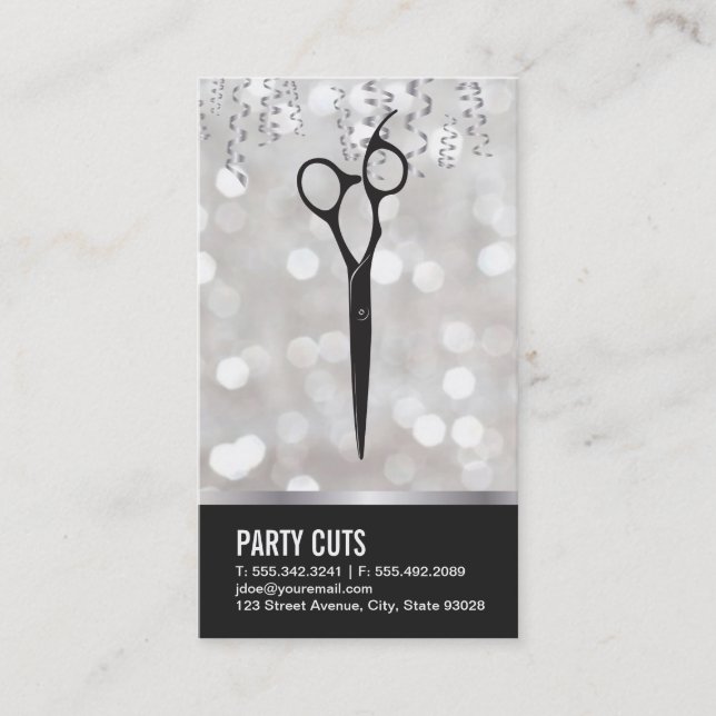 Hair Shears / Bokeh & Confetti Business Card (Front)