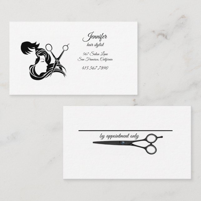 Hair Silhouette's & Scissors Hairstylist Business  Business Card (Front/Back)