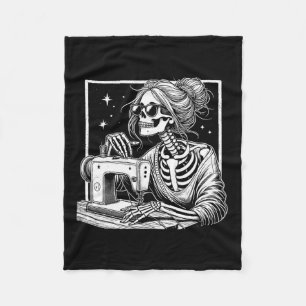 Hair Skeleton Sewer Quilter Halloween Sew Womens G Fleece Blanket