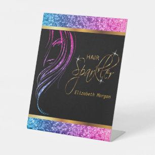 Hair Sparkler in a Girly Colourful Glitter Pedestal Sign